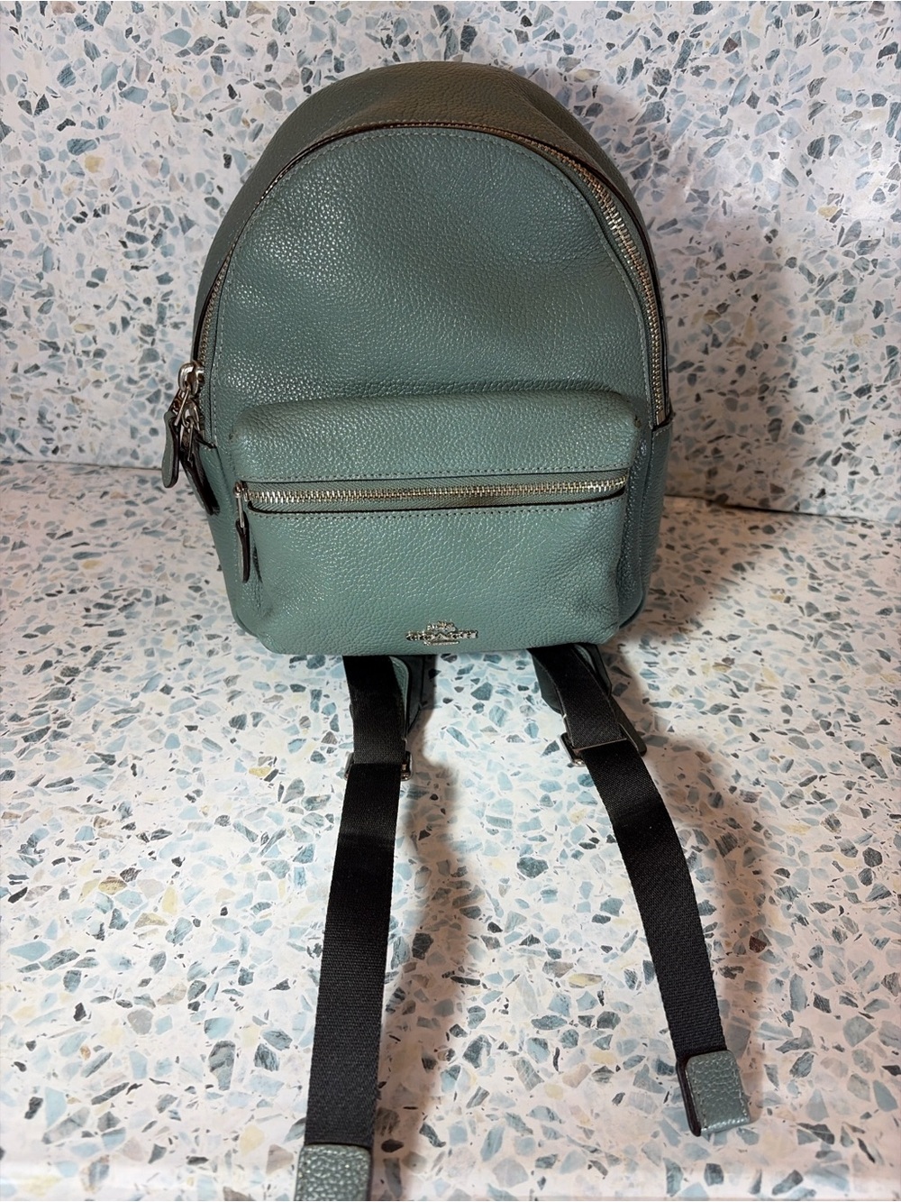 Coach Mini Charlie Backpack Pebbled Leather Seafoam Green F38263 - Picture 3 of 8